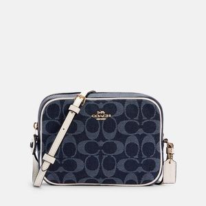 Coach Denim Signature Jacquad Camera Crossbody Bag